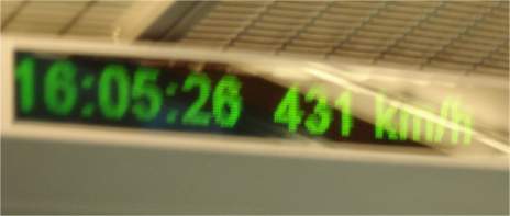 Geschwindigkeitsanzeige im Transrapid